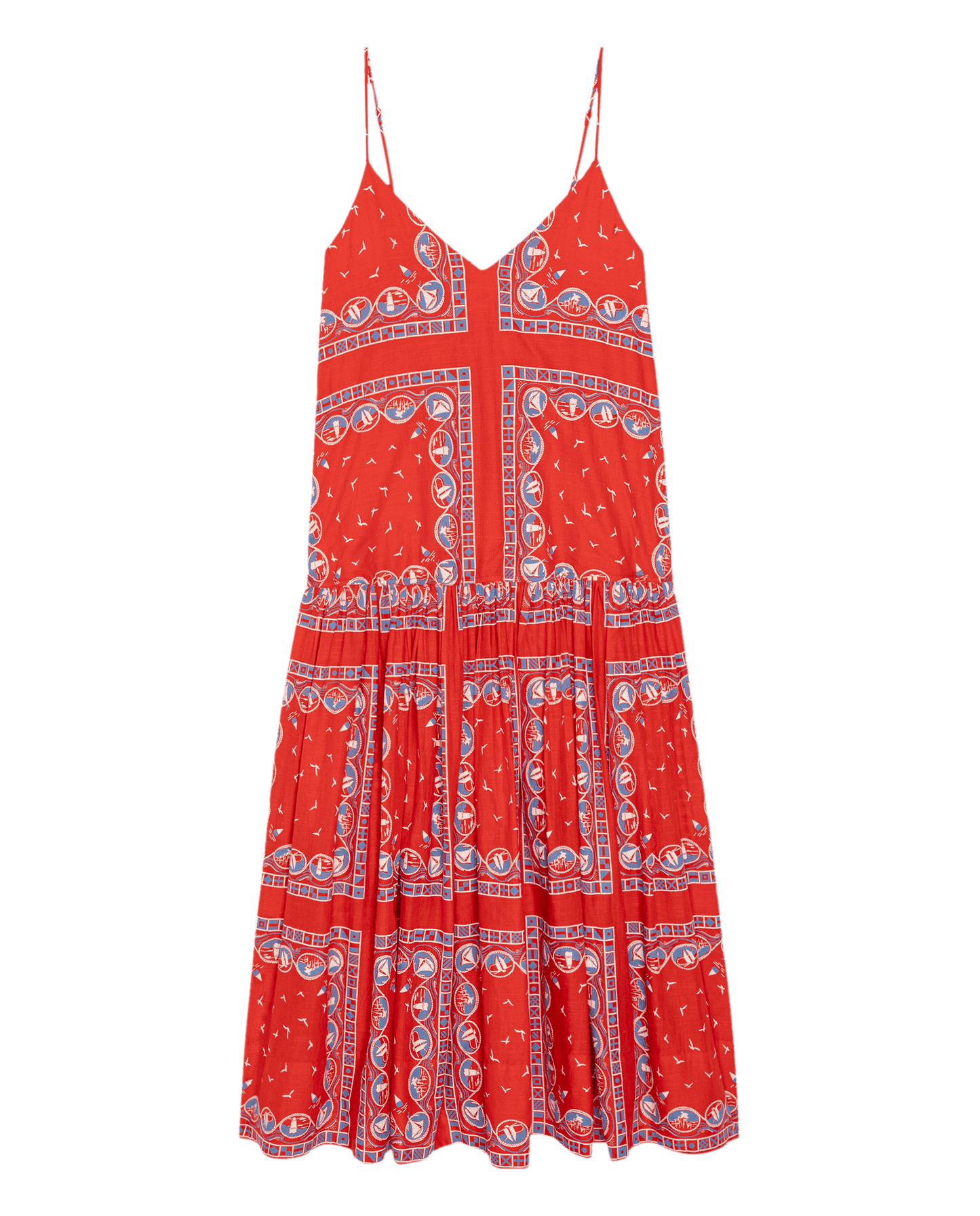 The Drop Waist Dress. -- Red Sailboat Bandana