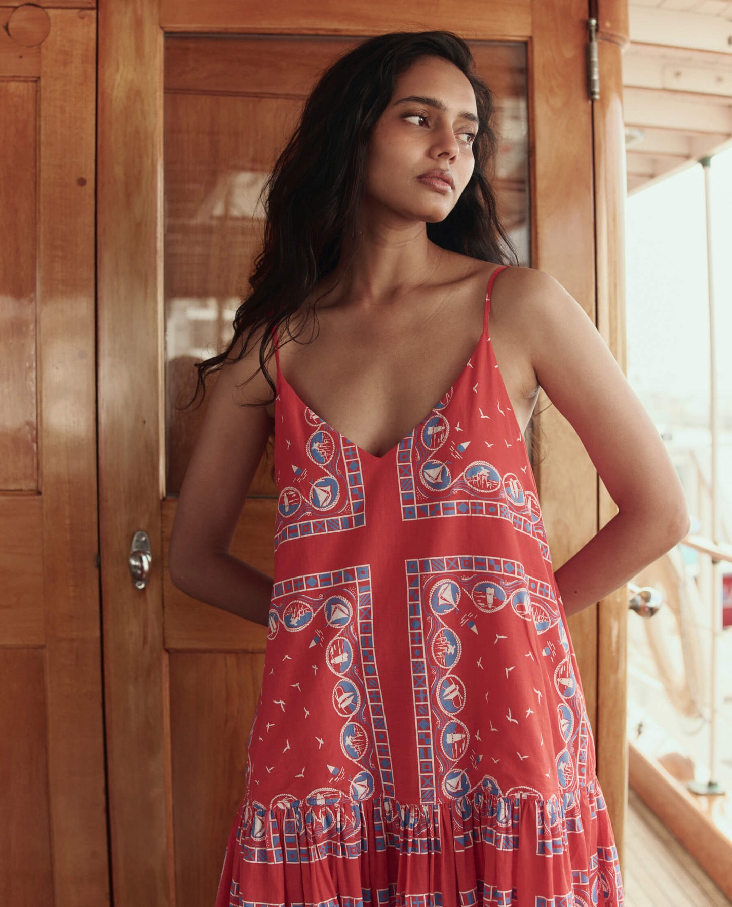 The Drop Waist Dress. -- Red Sailboat Bandana