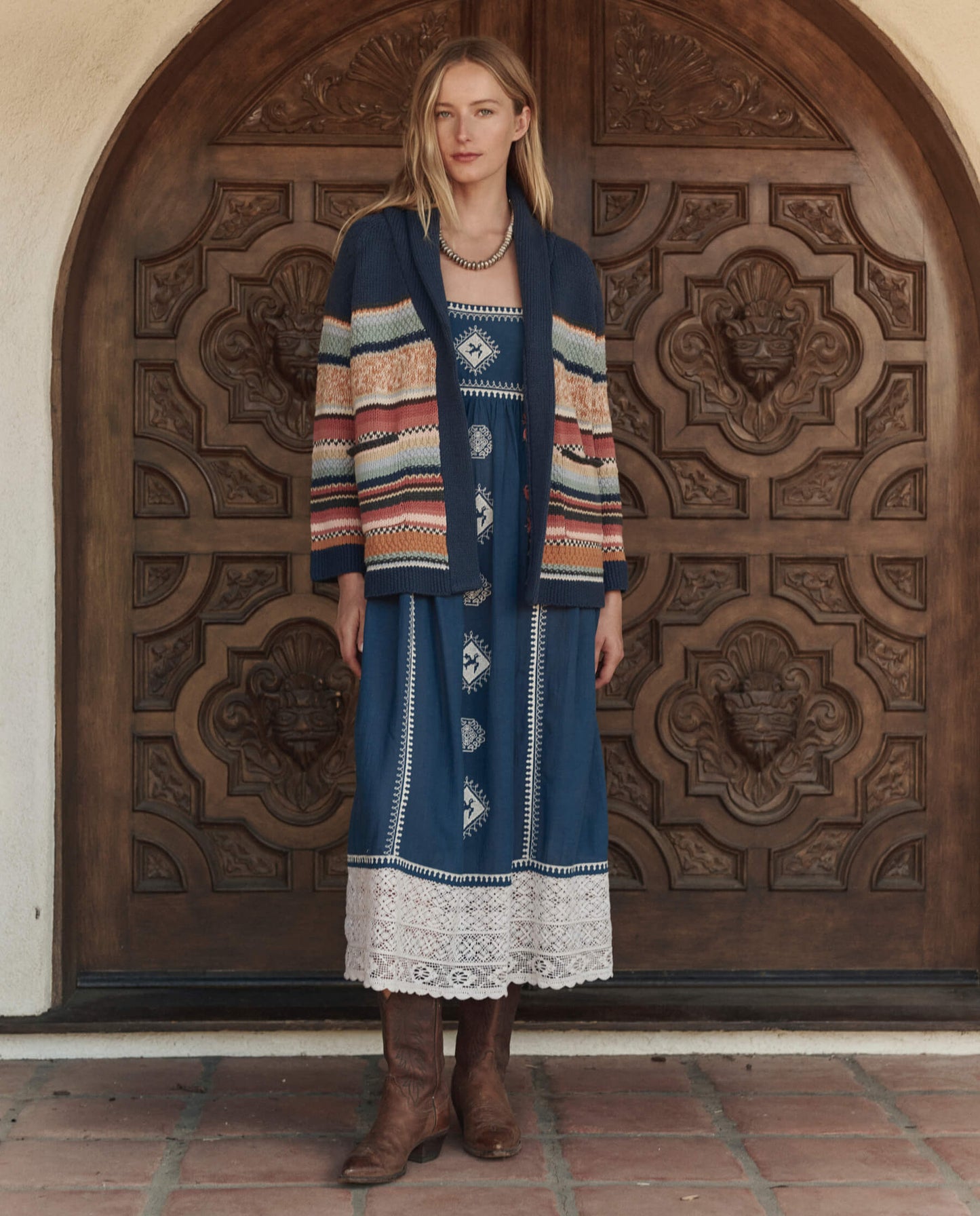 The Mountain Lodge Cardigan. -- Taos Stripe